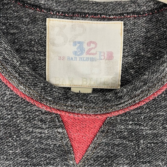 32 Bar Blue | Gray Long Sleeve French Terry Tee Pullover Red Accents See Note - Picture 4 of 9